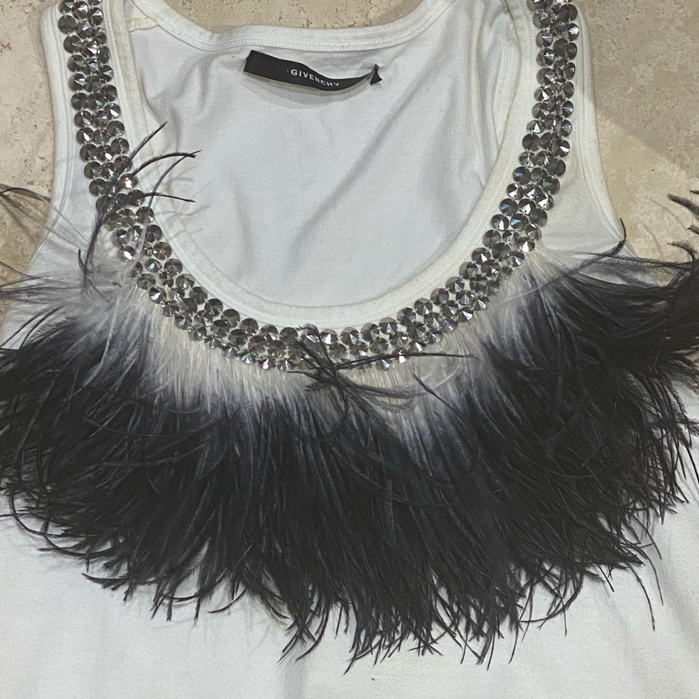 💫💥🎉 RARE Givenchy ostrich feather silver stud cotton tank S - Picture 10 of 11
